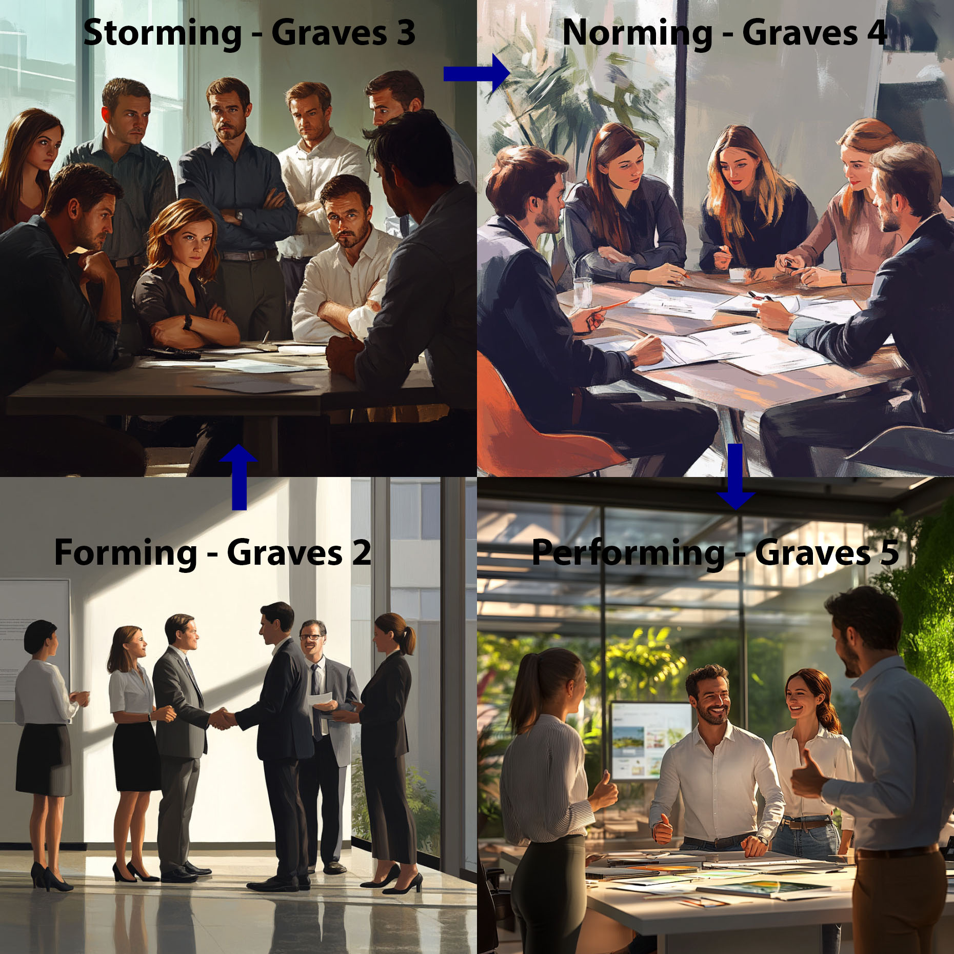 Teamentwicklung - Forming, Storming, Norming & Performing
