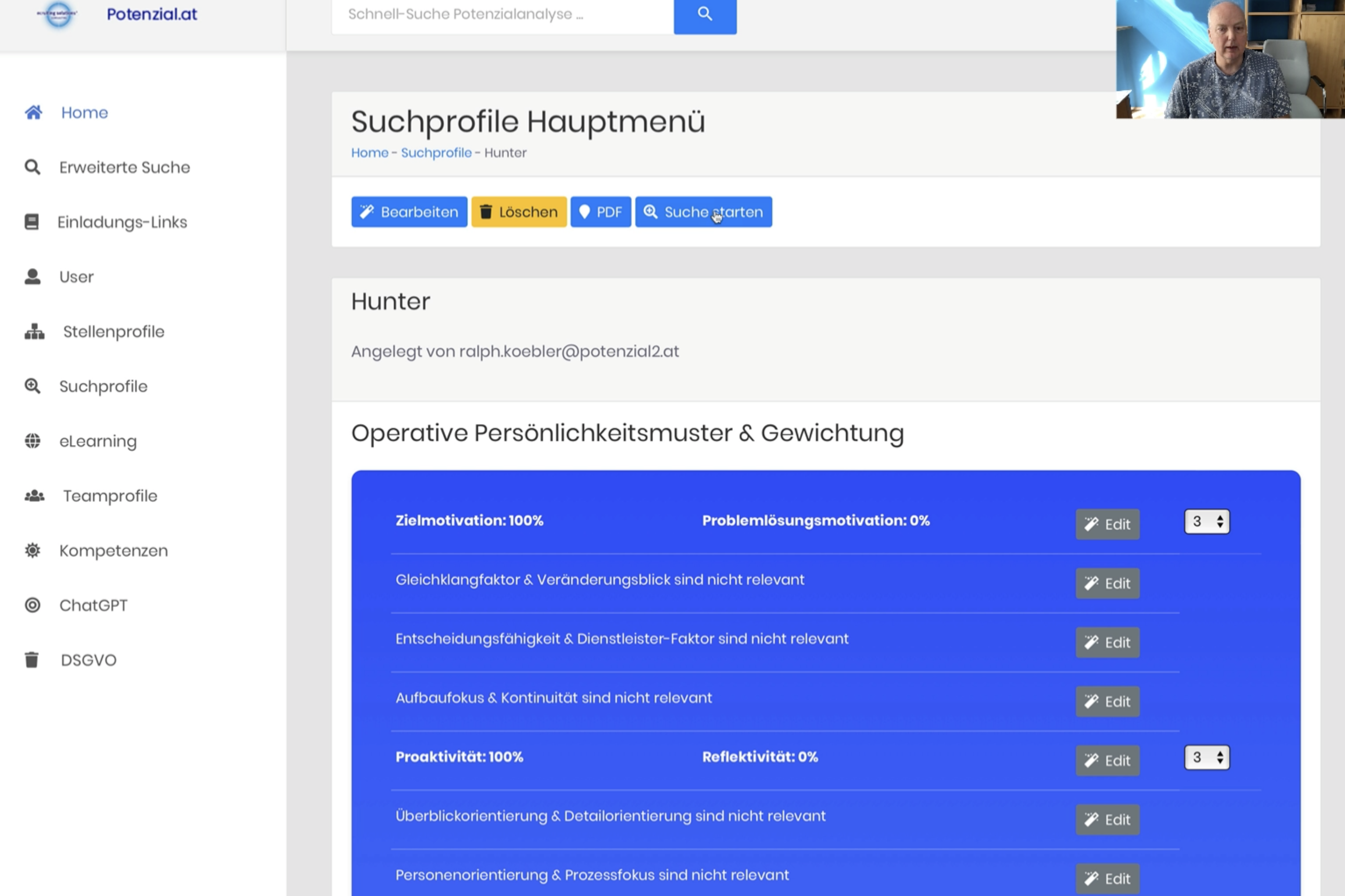 esc Suchprofile